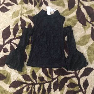 New with tags Bebe Black Cold Shoulder Lace Top